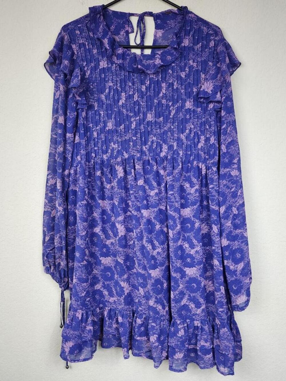 Free People Large Purple Long Sleeve Dress